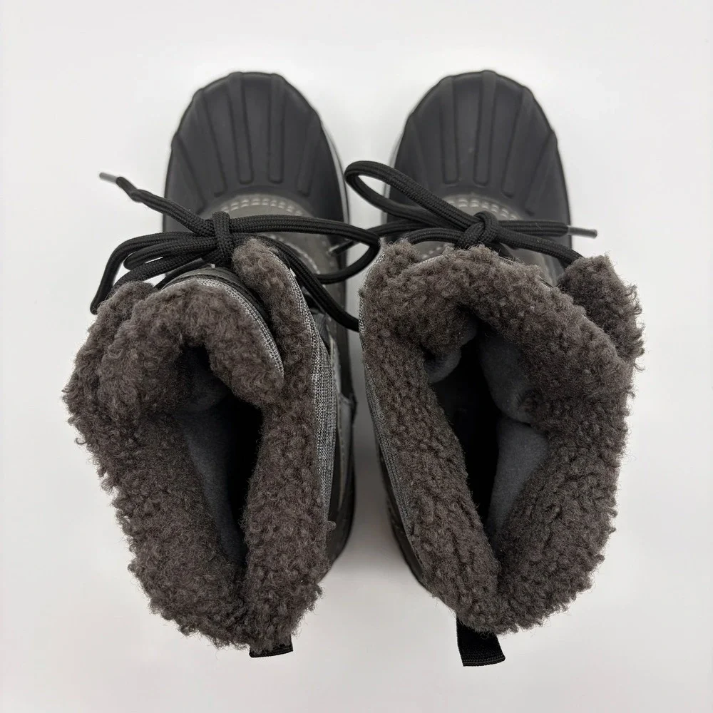 London Fog Croydon Kids Snow Boots Grey Black Faux Fur Lined Size 3 CL30204Y